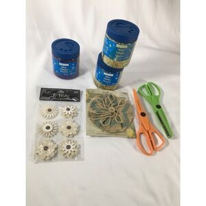 Crafts scissors bundle/glitter purple and gold/stickers daisy and embellishment‎